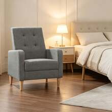1-Sitzer Sofa Stuhl,Nordischer Stil Sessel,Lounge Sessel,Schlafzimmer Stuhl(Nur Mit 1 Stück Schlafzimmer Stuhl) - Dunkelgrau - Übersicht 2