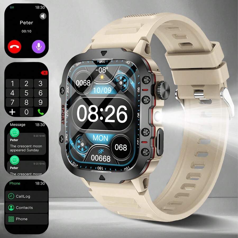 SIMSONLAB 1pc Unisex HD Touchscreen Outdoor Silicone Strap Smart Watch, Message Notification, Fitness Tracking, Calorie & Distance Tracking, Music Control, Remote Camera, Compatible With Smartphones, Sports Style Outdoor Activity Smart Watch