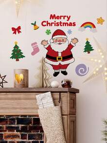 Multiple Sets Of Fun Santa Wall Stickers, PVC, Removable, Self-Adhesive, No Residue. Christmas Multi-Elements DIY For Living Room, Doors, Fireplace, Windows, Glass, Home, Classroom, Party, And Holiday Decorations. - Wall Stickers - View 2