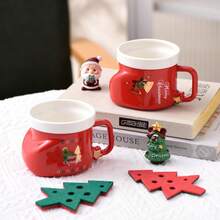 1pc/5pcs 300ml Ceramic Mug, Christmas Boot Shape With Reindeer Print, Suitable For Home Use, Holiday Decoration And Christmas Gift - Multi-color - Christmas Stocking Mug - View 4