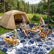 Outdoor Rug For Patio 5x8 Ft Reversible Plastic Straw Patio Camping Rug, Floral Waterproof RV Mat For Camper Indoor Outdoor Carpet For Deck Porch Picnic Beach Balcony Backyard, 6x9, 8x10, 9x12 - Floral - View 4