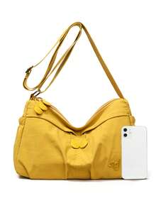 1pc Solid Color Fashion Minimalist Nylon Fabric Zipper Closure Lightweight Versatile Daily Mini Crossbody Shoulder Bag For Men, Suitable For Daily Commute, Shopping, Cycling - Multicolor - View 4
