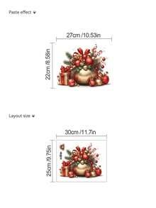 Christmas Cartoon Animal Gift Box Wall Stickers, Removable And Traceless PVC Decals, Cute Fox, Reindeer, And Bear Patterns, Home Decor For Living Room, Fridge, Glass Windows, And Rooms - Wall Stickers - View 14