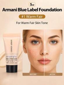 Giorgio Armani Sampel Mini Blue Label Liquid Foundation 5ml, Shade 1 Ivory, Alas Bedak Tahan Lama, Melembapkan, dan Sempurna, Cocok untuk Kulit Kering - Biru - 5ml - View 8