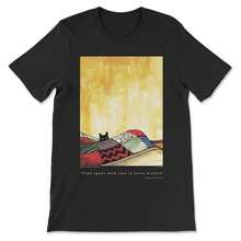 Cat Watercolor Painting T-Shirt, Sigmund Freud Quote -Ser - 黑色 - 查看 1