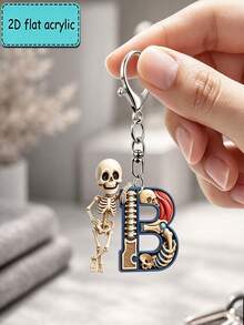 2D Flat Halloween Acrylic Keychain, 26 Letters Skull Medical Model Key Ring, Fashion Bag Charm, Perfect Gift For - Skeleton - View 9