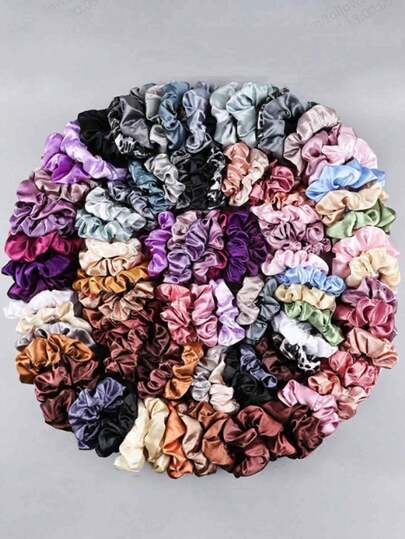 32 Pcs Women's Solid Color Scrunchies High Elastic Hair Ties Soft Satin Scrunchies Hair Accessories Casual, Versatile