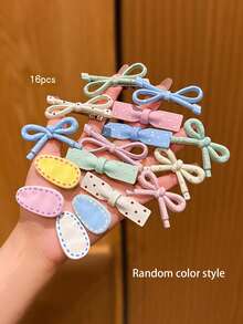 16pcs Minimalist Korean Style Colorful Hair Clips, Sweet Style Hair Accessories Suitable For Daily Wear, Hair Clips For Girls, Random Color And Style - Multicolor - View 9