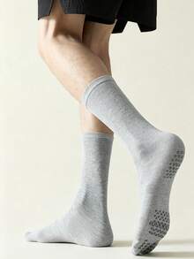 1 Pair Solid Color Men's Two-Toe Mid-Calf Socks, Silicone Non-Slip Breathable Elastic Split-Toe Socks, Yoga Home Daily Versatile Long Socks - Multicolor - View 9