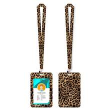 1 Set Tempat Kartu Identitas Motif Leopard dengan Tali Gantungan & Reel Kartu yang Dapat Ditarik, Tempat Kartu dengan Tali Leher yang Dapat Dilepas untuk Kantor, Perawat, Guru, Pelajar, dan Kartu Identitas Kerja - Rectangle - View 5