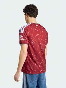 Adidas Men's LFC H JSY Short Sleeve Knit Collarless T-Shirt TKA6852 - Red and White - View 3