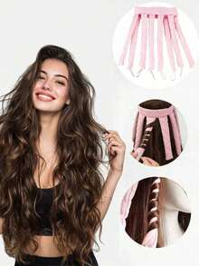 8pcs Heatless Octopus Hair Curlers Set, Heatless Curling Rod, 8 Detachable Hair Clips, Adjustable Headband, Soft Satin Heatless Curling Tool, Suitable For Long Hair, Lazy Sleep Curling Gadget, No Ironing Required, No Hair Damage, Girls Sleep Curling Rod, Create Fluffy Big Waves, Soft Curling Cap, All-Day Sleep Curling Tool, Create Smooth Curly Effect - Multicolor - View 3