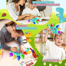 Dinosaur Color Sorting Toy Fine Motor Matching Game Travel Montessori Finger Toy Suitable For Autism Perfect Easter Basket Gift For 2-6 Year Old Boys - 彩色 - 查看 4