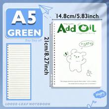Fresh Cartoon Bear Loose-Leaf Notebook, Large Capacity, Replaceable Inner Pages, Double-Sided Writing, No Bleed-Through, High Aesthetic Student Classroom Notebook, Planner, Artistic Note-Taking Notebook For Primary And Middle School Students, Back-To-School Stationery, Christmas, Halloween, Back-To-School Season Gift For Classmates And Friends With Artistic Atmosphere - A5 lined - View 12
