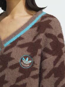 Adidas Originals Sweater Rajut Pullover Olahraga HTTH Wanita Motif Houndstooth KC2688 - Coklat - View 4