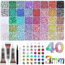 40pcs Flat Back Resin Rhinestones Mixed Color DIY Decoration Set, With Tweezers, Dotting Pen, B7000 Glue, Suitable For Handmade DIY Jewelry, Phone Case And Other Craft Rhinestone DIY Decoration - Multicolor - View 5