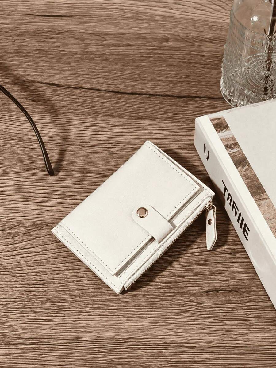 2/1pc (Without Zipper Pull) Fashionable Foldable Zipper Short Women's Mini Wallet, Multi-Card Slots, Letter Print Design - Multicolor - View 1