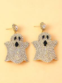 STONEFANS 1pc Shiny Rhinestone Ghost Dangle Earrings, Halloween Exaggerated Drop Earrings, Women's Party Costume Jewelry - Rhinestones - View 8