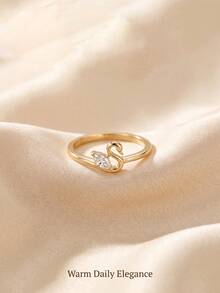 European And American Fashion Minimalist Cute Exquisite Swan Ring - Gold - View 6