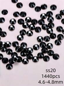 1440pcs/Black Crystal Hot-Melt Flat-Back Rhinestones, Multi-Size Round Crystal Rhinestones, Shiny Adhesive Rhinestones, Suitable For Nail Art, Phone Cases, Shoes, Clothing, Handmade DIY Decoration - Black - View 16