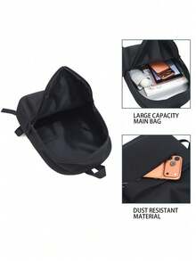 Mochila de nailon impermeable y resistente a las manchas, bolsillo de almacenamiento frontal de acceso rápido, apta para portátil de 14 pulgadas, para escuela secundaria, universidad, salidas góticas, fines de semana y recados - Multicolor - Ver 4