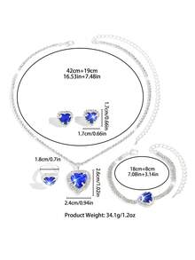 Baolan Love Rhinestone Jewelry Set, Deep And Eye-Catching, Suitable For Dinner Parties, Themed Dances, Anniversary Parties - Silver Blue Jewelry Set - View 9