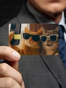 1pc Funny Cat Official Credit Card Sticker Privacy Protection Card Skin, Selfie Pet Cat Pattern Birthday Gift PVC Material Anti-Fingerprint Anti-Scratch Wear-Resistant Card Sleeve, Card Protector, Suitable For Men, Women, Couples, Small Chip Card, Bank Card Decoration Sticker, Credit Card, Transit Card, Student Campus Card Personalized DIY - Type a - View 7