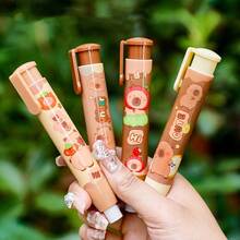Random Pattern 1pc Cartoon Capybara Eraser, Retractable Pencil Eraser, Creative Cute Cardboard Balloon Eraser, Suitable For School And Office, Art And Office Supplies, Back To School Essential, PVC Oval - Multicolor - View 4