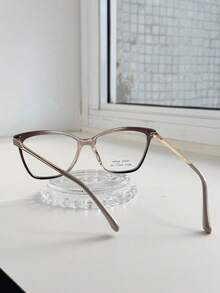 3-PIECE Women's Square Eyeglass Frame Kit NEW MODEL /1 Frame + 1 CASE + 1 CLOTH (Case, Cloth, And Chain Colors Are RANDOM) - Coffee Brown - View 3