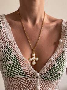 1pc Vintage Casual Minimalist Cross Pendant Exquisite Necklace For Women, Daily Wear, Party, Banquet, Date, High-End Jewelry - Multicolor - View 2