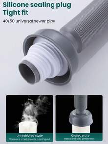 1pc Bathroom Sink Drain Kit With Extendable P-Trap, New Odor-Proof Space-Saving Drainage Pipe For Home, Modern Minimalist Under-Counter Sink Anti-Odor Device, Universal Fit For With Or Without Overflow, High-Quality Heat-Resistant And Anti-Freeze Cracking, Suitable For Bathroom And Kitchen Sinks, Effective Odor Control Drainage - Grey - View 6
