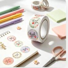 1 rol/500 lembar Stiker Hadiah, Stiker Ucapan Terima Kasih dengan Desain Bunga untuk Amplop & Kotak Hadiah, Stiker Label Hadiah untuk Pesta, Kembali ke Sekolah, Hari Valentine - Beraneka warna - View 6