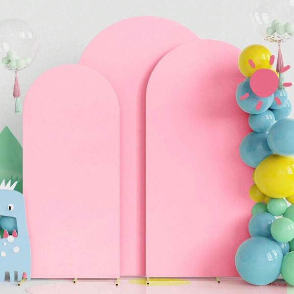 Pink Arch Backdrop, 5ft, 6ft, 6.6ft, 7.2ft Wedding Arch Cover 2pcs Spandex Fabric Arch Backdrop Dome Arch Backdrop Fabric Suitable For Birthday Party Wedding Arch Frame Decoration (Arch Frame Not Included, Fabric Backdrop Only)