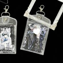 1pc Gothic Style Glitter Double-Sided Card Holder, Semi-Transparent Idol Photo Card Display, K-Pop Album Card Storage, Bag Charm, Concert Support Item, 4 Card Slots, YOUCHENGYOUPIN, PU Material, Suitable For 3-3.5 Inch Photo Cards, 3 Inch Mini Cards, Trading Cards, Anime Cards, Student IDs, Bus Cards, Access Cards, Etc., Can Be Used For Keychains, Bag Charms, Etc. - Card Holder - View 2