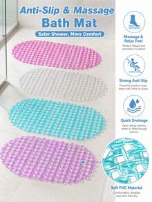 PVC Non-Slip Suction Cup Oval Bathroom Mat, Soft Foot Massage Pad, Anti-Slip Bathtub/Shower Room Bathroom Accessory - Non-slip Mat - View 7