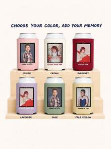 1pc Personalized Photo Can Cooler Sleeve, Customized Image Can Holder, Vintage Movie Frame & Text Design, Birthday Party Drink Cup Sleeve, Commemorative Gift - Multicolor - View 5