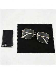 1pc Full Metal Frame Rhinestone Decor Transparent Lens Glasses, Women's Fashion Decorative Glasses, Daily Wear (Without Glasses Case) - Multicolor - View 7