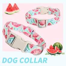Adjustable Watermelon Theme Dog Collar - Small Dog Feeder, Soft Polyester Material, With Buckle, Suitable For Small And Medium Dogs, Suitable For Indoor And Outdoor Use, Dog Supplies - Blue - View 5