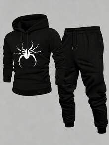 Men Hoodie Co-Ords - Black - View 1