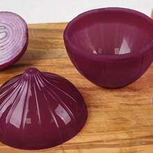 6pcs/5pcs/4pcs/2pcs/1pc Onion-Shaped Food Storage Containers, Multi-Purpose Plastic Containers, Freezer , Flip Lid Design, Hand Wash, No Electricity Required, Fruit & Vegetable Shaped Kitchen Food Storage, Airtight - Multicolor - View 5