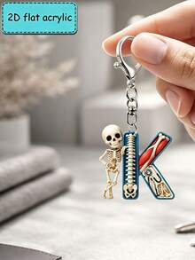 2D Flat Halloween Acrylic Keychain, 26 Letters Skull Medical Model Key Ring, Fashion Bag Charm, Perfect Gift For - Skeleton - View 20