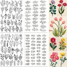 Stick & Stitch Water-Soluble Wash-Away Embroidery Transfer Paper, Pre-Printed Delicate Mixed Wildflower Leaf Plant Fine Line Art Pattern, Suitable For Hand Sewing - A079 - View 11
