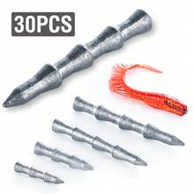30 Buah Pemberat Pancing Premium Beralur Ujung Lancip Mudah Dipotong, Sisipan Pemberat untuk Memancing Ikan Bass dengan Umpan Lunak dan Perlengkapan Neko Rig - FA112-30 buah - View 1