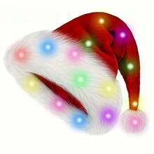 LED Christmas Hat, Suitable For Children And Adults, Flashing Light Santa Claus Creative Plush Party Hat, Christmas Decoration - Multicolor - View 2