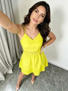 Women Short Dresses - Yellow - View 4
