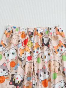 Tween Girls Cute Cartoon Cat Print Button Front Long Sleeve Pajama Set, 2pcs Lapel Top & Pants Soft Sleepwear For Autumn Winter Home Outfit Loungewear - Multicolor - View 8
