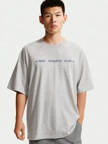 Nike Men's AS M NK TEE OS NAC Short Sleeve Knit Collarless T-Shirt TIM6140-077 - Light Grey - View 1