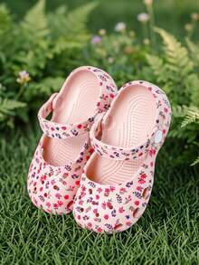 HAHABOBO Girls Pink Floral EVA Mary Jane Clogs, Lightweight Breathable Slip-On Summer Sandals, Casual Fresh - Pink - View 4