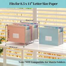 Organizador de archivos colgante expandible de paja de trigo, 7 bolsillos tipo acordeón, caja de almacenamiento de archivos expandible de 1.2 pulgadas, etiquetas multicolor, se ajusta al tamaño de carta de EE. UU. - 1 paquete (Rosa/Púrpura/Azul) - Multicolor - Ver 2