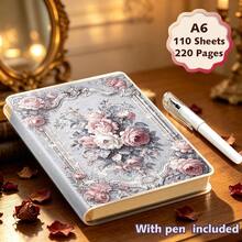 1pc/2pcs,220pages,European Antique Frame Vintage Distressed-Style Notebook-Includes Pen,Portable Pocket Notebook, Back To School,Travel Journal, Lined Notebook,Office Use, Stationery, Office Supplies, Creative Gift - A6 - View 14